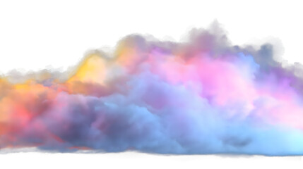 Naklejka premium abstract colorful rainbow puffy cloud mist fog white smoke isolated on white background