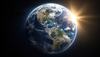 Sunrise over Earth, space view, environmental awareness campaign