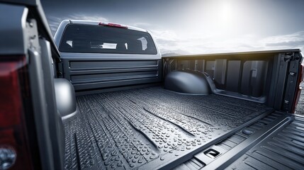 Pickup Truck Bed with Protective Liner under Dramatic Sky - Automotive Commercial Photography