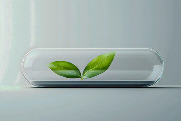Minimalist Sustainability Concept with Plant in Transparent Glass. Generative AI