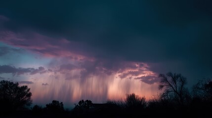 Fototapeta premium celestial gem rain in a prism-tinted dusk sky