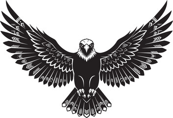 Obraz premium Majestic Bald Eagle Vector Illustration with Spread Wings Isolated on White Background