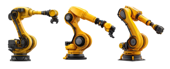 Robotic Arm Automation and Industrial Technology on Transparent Background, cutout