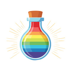 Simple rainbow colored potion bottle with a cork stopper