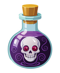 Dark purple potion bottle with a skull face