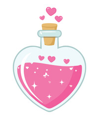 Illustration of Love Potion in Heart Shaped Bottle
