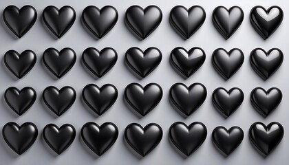 Black hearts on light gray background