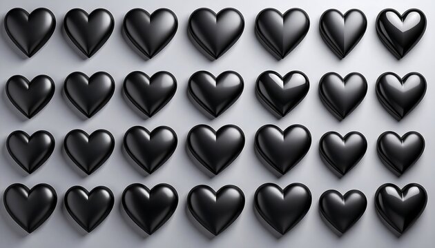 Black hearts on light gray background
