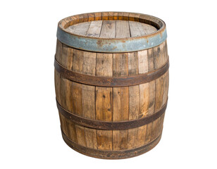 Obraz premium Wooden barrel isolated on a transparent background.
