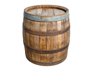 Wooden barrel isolated on a transparent background.