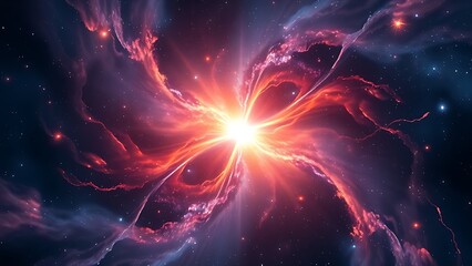 Two star cores weave jewel-toned gas ribbons in an ultra-detailed cosmic nebula close-up.