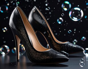 Black high heels with sparkling embellishments (1)
