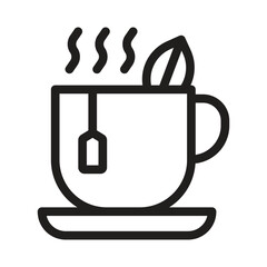 Hot Tea Vector Outline Icon. EPS 10 File 