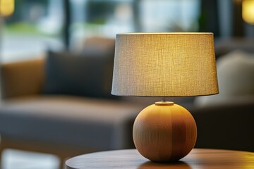 Elegant Table Lamp with Wooden Base and Fabric Shade for Home Decor