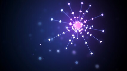 Abstract data visualization with glowing interconnected nodes in dark space, symbolizing modern technology.