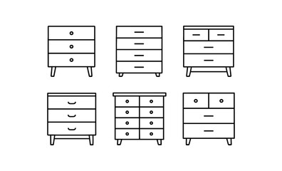 Minimalist linear style chest of drawers set collection