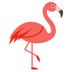 Stylized pink flamingo standing on one leg