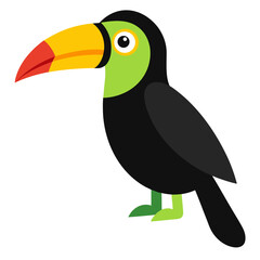 Colorful cartoon toucan bird with big yellow beak