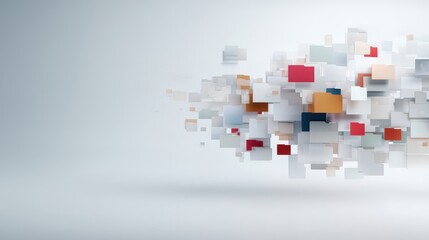 Obraz premium Abstract Colorful Blocks in Motion on a Soft Gray Background