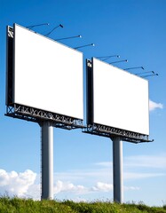 Blank billboard display under clear sky
