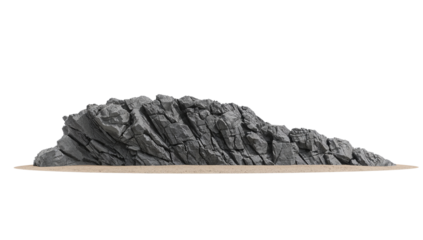 Striking rock formation on sandy patch against transparent background perfect for design elements