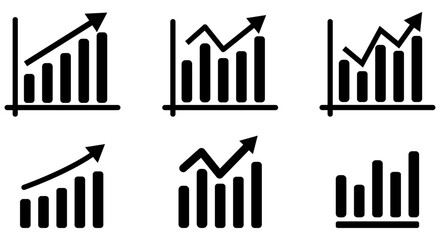 Set of growing bar graph icon