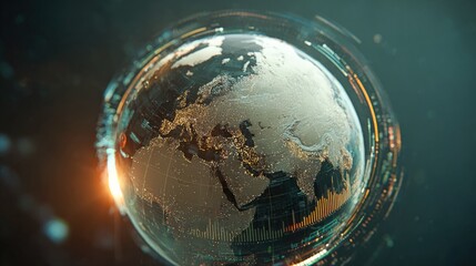 Global Technology Visualization: Digital Earth with Futuristic HUD Elements for High-Tech Communication and Connectivity