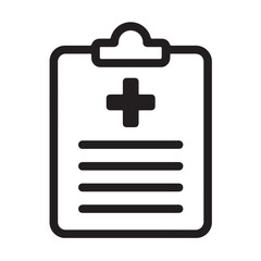 Minimalist Medical Clipboard Icon with Cross and Document Lines