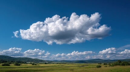 Fototapeta premium Dreamy sky with a large cat-shaped cloud drifting peacefully