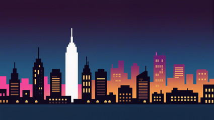 Obraz premium Twilight city skyline with iconic structures and colors