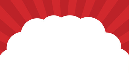 赤の集中線と白い雲型テキストスペースの背景素材