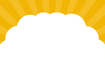 黄色の集中線と白い雲型テキストスペースの背景素材