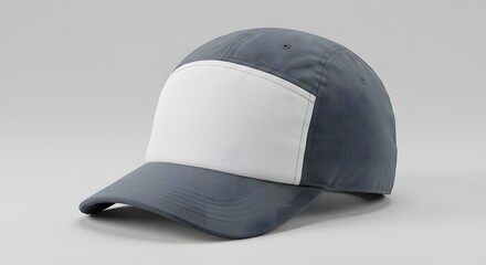 Fototapeta premium Blank Grey Baseball Cap Mockup with White Panel for Customization