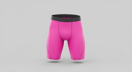 Bright Pink Compression Shorts Mockup with Black Waistband for Sports and Fitness