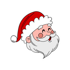 Christmas time eve. Happy and funny Santa Claus portrait with red hat. Seasonal winter time holidays. Festive fun and cute element collection