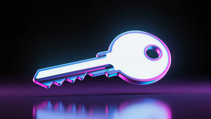 Colorful digital key glowing against a dark background