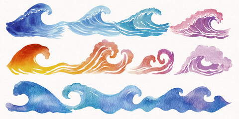 Watercolor seamless pattern with underwater world oceandrawing, exotic, cartoon, life, wild