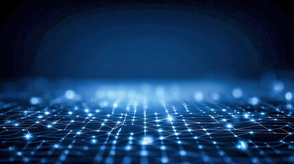 Abstract Data Network Visual with Glowing Nodes and Connection Lines in Blue Tones