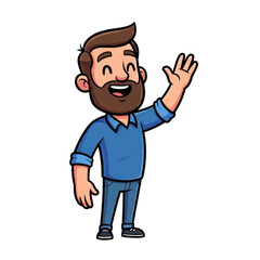 Obraz premium Cartoon man waving hello isolated on transparent background