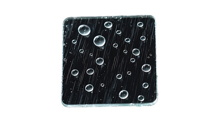 Transparent PNG Water Droplets on Glass, Square Glass Surface with Water Drops, Rain, Condensation, Texture Overlay, Clean and Clear Design Element, Realistic Water Beads