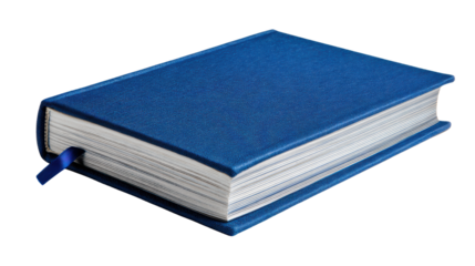 Blue book on a white background, ideal for studying, writing, or journaling.