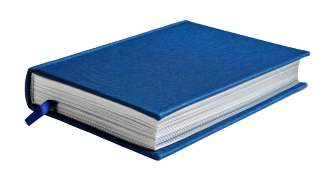 Blue book on a white background, ideal for studying, writing, or journaling.