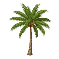 Single Green Coconut Palm Tree Illustration