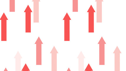 上矢印（赤）の背景のイラスト