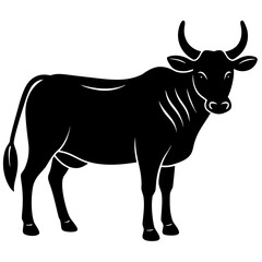 Simple black silhouette icon of a zebu cow