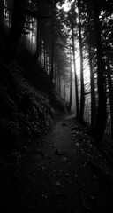 Naklejka premium Misty forest path