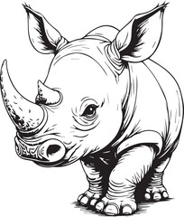 Baby Rhino Illustration: A charming illustration of a baby rhinoceros, showcasing its iconic horn, sturdy physique, and endearing features.
