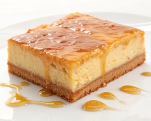 Gooey butter cake with white background.