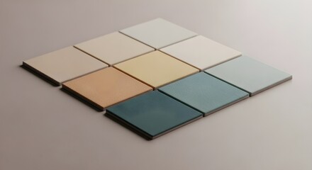 Square tiles in muted pastel colors arranged in a grid pattern squares