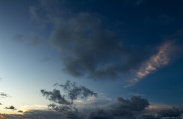 Dramatic twilight sky with dark clouds